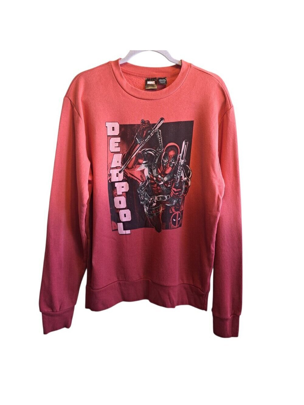 Disney Marvel Deadpool Red Ombre Pullover Crewneck Superhero X Men Size Small